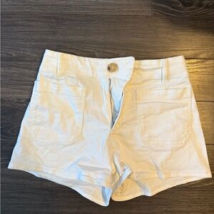 Anthropologie White High-Waist Cotton Shorts